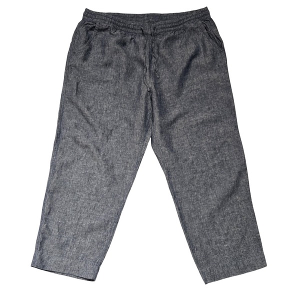 LL Bean Pants Womens 22W Blue Chambray Linen Drawstring Casual Relaxed Fit - Picture 1 of 15